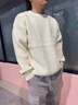 倉石一樹 KAZUKI KURAISHI倉石一樹韓版商務(wù)高級感內(nèi)搭圓領(lǐng)毛衣男士2025秋冬新款針織打底衫 白色 XL 曬單實拍圖