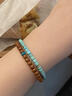 蔻小姐天然湖北原礦綠松石精工直切手串高瓷高藍果凍料18k金配飾文玩鏈 4.8mm 15cm手圍 曬單實(shí)拍圖
