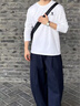 花花公子（PLAYBOY）長袖T恤男春秋季新款青年男士純色純棉圓領(lǐng)休閑百搭上衣打底衫t恤 黑色+灰色 M（建議90-105斤） 曬單實拍圖