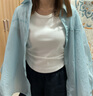 森馬（Semir）長(cháng)袖襯衫女夏季中長(cháng)款oversize防曬衣落肩松弛感襯衣101325105002 曬單實(shí)拍圖
