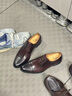 SATON 高檔皮質(zhì)頭層牛皮男士德比鞋三接頭皮鞋真皮英倫商務(wù)正裝手工低幫黑色大小碼結婚新郎皮鞋 深褐色 43 曬單實(shí)拍圖