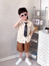 G.DUCKKIDS小黃鴨童裝男童套裝夏季25新款兒童衣服男孩夏裝學(xué)院風(fēng)襯衫兩件套 白色贈+領(lǐng)貸 120 尺碼5~6歲【110-120cm】cm 曬單實(shí)拍圖