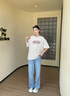 Mmlg 87mm 純棉短袖T恤女夏季新款經(jīng)典基礎寬松半袖韓系情侶同款上衣 淺花灰 S 曬單實(shí)拍圖