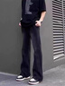 花花公子變牛仔褲男美式復古黑灰色漸夏季高街水洗提檔褲子寬松闊腿直筒褲 黑灰色 L 115-130斤 曬單實(shí)拍圖