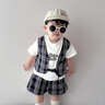 G.DUCKKIDS嬰兒衣服夏季男童套裝洋氣兒童小西服短袖1一3周歲男寶寶生日禮服 黑色 110 （建議身高100cm 4-5歲）cm 曬單實拍圖