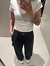 ALO YOGA【金智秀同款】速干顯瘦闊腿褲女中腰長褲微胖友好寬松直筒運動褲 藏青色 M 曬單實拍圖