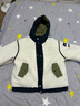 ASK JUNIOR兒童男童棉服秋冬中大童羊羔毛拼接棉衣棉襖外套派克服米白150 曬單實(shí)拍圖
