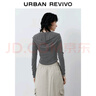 UR2025秋季新款女時(shí)尚連帽愛心蝴蝶結(jié)拉鏈修身外套UYB150001 深灰 M 曬單實(shí)拍圖