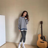 莫代爾羊羔絨打底褲女士秋冬季高腰緊身彈力加絨保暖大碼外穿棉褲長(cháng)褲子 淺灰色【春秋無(wú)絨款】 1條 L 適合100-120斤 曬單實(shí)拍圖