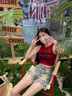 紅色吊帶背心女夏季2025新款修身顯瘦設(shè)計(jì)感小眾運(yùn)動(dòng)無(wú)袖短款上衣 酒紅色 M 曬單實(shí)拍圖