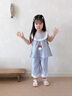 班喜迪女童夏裝套裝2026新款洋氣時(shí)髦寶寶無(wú)袖上衣兒童七分褲夏季兩件套 藍色 120 曬單實(shí)拍圖