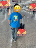 MQD童裝男女同款短袖T恤夏兒童卡通寬松親子裝T恤 天空藍(lán) 150 曬單實拍圖