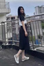唐思薇胖mm大碼半身裙子女2025春夏新款韓版高腰顯瘦防開叉a字裙潮 黑色 帶內(nèi)襯 L 建議100--120斤穿 曬單實(shí)拍圖