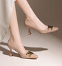 ZHR高跟鞋女優(yōu)雅知性淺口單鞋女氣質(zhì)方頭職業(yè)細跟鞋女 BQ127 裸粉35 曬單實(shí)拍圖