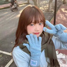 BIBK日本防寒手套女可愛針織毛線五指手套秋冬百搭可觸屏騎行保暖手套 米白色 曬單實(shí)拍圖