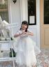 乖奇奇（ALERTCHYCHY）兒童晚禮服花童公主裙女童生日女孩高端小主持人鋼琴演奏禮服夏季 白色色中袖長(zhǎng)款+小皇冠 120 曬單實(shí)拍圖