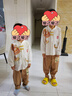 漢宮優(yōu)品周歲禮服男寶寶夏季短袖套裝中國風(fēng)兒童夏裝嬰兒衣服中式男童漢服 皮影戲長袖套裝 C款 130 曬單實拍圖