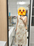 樂町暈染花卉蝴蝶結(jié)綁帶連衣裙女2025年夏季新款弧形蛋糕裙子 甜玉米黃（現(xiàn)貨） XS 曬單實(shí)拍圖