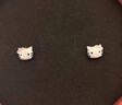 芯奢S999足銀貓耳釘女士童卡通趣味耳環(huán)養養耳洞洗睡免摘兒童飾品耳飾 S999足銀KT貓耳釘一對 曬單實(shí)拍圖