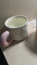 幾物森林 陶瓷馬克杯帶勺蓋杯子咖啡杯情侶茶杯男女大容量 黃色420ml 曬單實(shí)拍圖