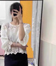 羅蒙（ROMON）蕾絲白襯衫女裝早春夏季2025年新簡約雪紡寬松洋氣時尚小衫上衣 白色 均碼 -85-125斤 曬單實(shí)拍圖