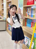 英氏（YEEHOO）女童套裝兒童衣服夏季時(shí)尚休閑學(xué)院風(fēng)短袖短裙兩件套夏裝中大童裝 學(xué)院百褶領(lǐng)結(jié)（套裝） 【涼感棉柔】 160 cm【順豐包郵&極速達(dá)】 曬單實(shí)拍圖