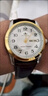男士手表簡(jiǎn)約大數字中老年人手表雙日歷夜光防水高檔鋼帶石英腕表 666金白棕皮帶 盒子+電池 曬單實(shí)拍圖