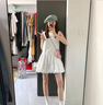 茯見法式白色花苞連衣裙子女夏2025新款小個子背心吊帶小眾蓬蓬裙短裙 白色 M （建議90-105斤） 曬單實拍圖