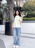 熙然【氣質(zhì)直筒女神褲】夏季新款清新高腰休閑寬松闊腿牛仔褲女薄長褲 淺藍色 S 曬單實拍圖