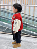 G.DUCKKIDS小黃鴨童裝男童外套秋冬加絨加厚男寶寶毛毛衣帥氣兒童棒球服冬裝 紅色 90 建議1~2歲【 80-90cm】cm 曬單實(shí)拍圖
