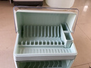 翰鷗斐廚房碗架碗筷收納盒帶蓋放餐具裝碗箱碟盤(pán)瀝水置物架塑料碗柜家用 豪華雙層高顏值綠色 曬單實(shí)拍圖