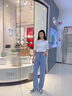 Khwfjas一線品牌復(fù)古藍(lán)窄版高腰直筒牛仔褲女2025夏寬松顯瘦百搭闊腿 淺藍(lán)色（長褲）【常規(guī)款】 S 【體重:87-96斤】 曬單實拍圖