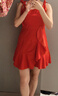 粉媚夢(mèng)新品紅色連衣裙裙子女夏季2025新款衣服女裝小個(gè)子吊帶裙純欲女裙 復古蕩領(lǐng)系帶荷葉邊紅裙 L 曬單實(shí)拍圖