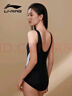 李寧（LI-NING）泳衣女士連體專(zhuān)業(yè)游泳衣大碼溫泉泳裝4601黑白 XXL  曬單實(shí)拍圖
