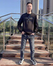 LEEVZFND輕奢牛仔褲男春夏季薄款透氣柔軟修身直筒男士微彈商務(wù)休閑長褲子 藍色315 31 曬單實拍圖