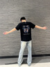 WHIM NASA韓版情侶t恤短袖男女同款潮牌夏季純棉圓領(lǐng)印花青少年學(xué)生上衣服 深灰 XL 曬單實(shí)拍圖