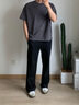 NASAWASSUP美式高街cleanfit廓形微喇西褲黑色休閑褲子夏季男女vibe褲子 黑色XK00-YZXS XL 【建議120斤-140斤】 曬單實(shí)拍圖