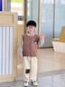 G.DUCKKIDS小黃鴨一歲寶寶衣服男童套裝春秋款韓版兒童馬甲三件套嬰幼兒秋裝 咖啡色毛衣三件套 120 （建議身高110cm  6-7歲）cm 曬單實拍圖