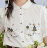 紫涵（ZIHAN）紫涵翻領(lǐng)泡泡袖襯衫女夏季森系設計感小個(gè)子減齡寬松襯衣 白色貼布女孩 S 曬單實(shí)拍圖
