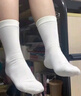 都市麗人【蘆薈潤膚】無(wú)骨月子襪子女100%純棉夏季薄款白色堆堆襪子女 曬單實(shí)拍圖
