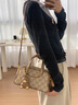紐芝蘭（NUCELLE）鴨子保齡球包女式2025新款老花通勤波士頓單肩斜挎手提包生日禮物 曬單實(shí)拍圖