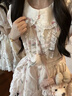 莜仙格奶甜溫柔碎花娃娃領(lǐng)連衣裙夏季少女感超仙氣質(zhì)減齡收腰系帶公主裙 粉色郁金香 L 建議 120斤以?xún)?曬單實(shí)拍圖