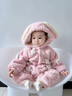 G.DUCKKIDS童裝嬰兒棉服外出冬季新款新生兒連體衣加絨加厚襖子男女寶寶連帽 粉色 80 尺碼7-11月(建議寶寶75-85cm) 曬單實(shí)拍圖