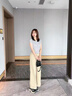 恰凡（QIAFAN）休閑褲女卡其色工裝時(shí)尚闊腿褲春秋小個(gè)子寬松垂感卷邊九分直筒褲 卡其 XS 曬單實(shí)拍圖