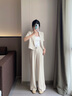伊婭莎小個(gè)子短款西裝外套女士夏季薄款休閑氣質(zhì)女神范短袖職業(yè)西服套裝 杏色西裝+西褲 M 建議90-100斤 曬單實(shí)拍圖
