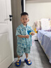 ASK JUNIOR男童套裝25夏新品時(shí)尚卡通滿印休閑兒童短袖襯衫短褲小童兩件套 曬單實(shí)拍圖
