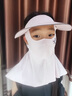 煦凜日本兒童防曬帽子面罩三合一夏季冰絲透氣騎行口罩帽子一體遮陽帽 1#粉色 3-12歲 均碼 曬單實(shí)拍圖