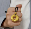 中國(guó)黃金（CHINA GOLD）貔貅黃金項(xiàng)鏈男女足金平安扣吊墜皮丘掛墜結(jié)婚七夕禮物送老婆愛(ài)人 貔貅吊墜+福字珠 約2.2g【黑繩】 曬單實(shí)拍圖