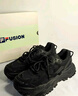 FILA FUSION 斐樂(lè )潮牌硬糖男鞋冬厚底增高鞋運動(dòng)鞋黑色老爹鞋 車(chē)漆黑/黑-SB 40 曬單實(shí)拍圖