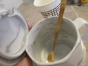 杯子ins 高顏值馬克杯情侶款杯子喝水杯家用杯子陶瓷帶蓋勺石紋杯 灰色杯+蓋+勺 1個(gè) 400ml 曬單實(shí)拍圖